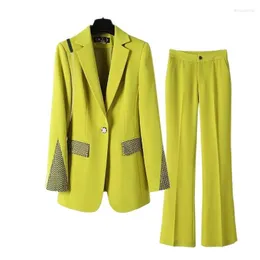 Calças femininas de duas peças Mulheres Prom Escritório Calças Terno Lantejoulas Blazer Jaqueta Casaco Top e Pant Set Matching Outfit Senhoras Trabalho 2023 Roupas