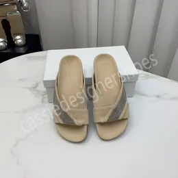 Brunello praia slides primavera verão corrente decoração chinelos femininos dedo do pé redondo sapatos femininos fundo grosso camurça chinelo sapatos concisos mulher chaussure femme