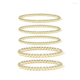 Strand Badu Guldpärlor armband för kvinnor 14K pläterad bollpärlor stretchbara elastiska modesmycken gåvor