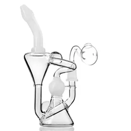 Fab Egg Hookah Glass Bong Skull Glass Water Pipe Double Recycler duschhuvud perc oljeriggar med slitsar 14 mm fog