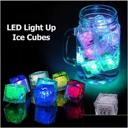 Outros cubos de gelo de iluminação LED DIY Colorf Mini Party Lights Crystal Cube Water-Actived Light-Up Glow Light Beber Vinho Gota Entrega H Dhvwy