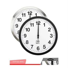 Wall Clocks Inch Clock Smart Wifi Matic Synchronization Time Network Mute Modern Minimalist Living Room Quartz Home Drop Delivery 260i