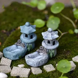 Decorações de jardim 1 pc lagoa torre estatuetas relaxamento decoração estilo idílico ornamento chá pet casa em miniatura resina artesanato