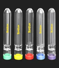 Cachimbo de vidro Honeypuff One Hitter com tampas coloridas Dugout Bat Tube Suporte redondo e suave Tip9224963 LL