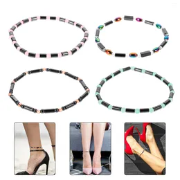 Anklets 4pcs Hematite Anklet Acrylic Beads Inlaid Ankle Chain Foot Decoration For Women Men