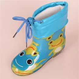 子供の雨のブーツ秋のぬいぐるみ暖かい足首のブーツボーイズキッド幼児PVC防水水靴ベビーガールズ2900