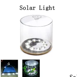 Solar Garden Lights Inflatable Light 10 Led Lamp With Handle Portable Lantern For Cam Hiking Yard Drop Delivery Lighting Renewable Ene Dhiuq