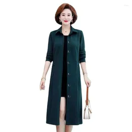 Women's Trench Coats 2023 Fashion Mother Autumn Long Temperament Windbreaker Widdle-aged And Elderly Womens Spring Solid Color Coat5XL