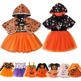 Abiti per ragazze Bambini Vestito cosplay Zucca Felice Halloween Bowknot Fantasia Bambini Compleanno Vestiti Pipistrello Fantasma Spettacolo Costume 15T 230914