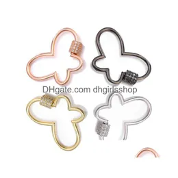 Clasps Hooks Riversr Cz Micro Pave Screw White Pink Yellow Gun Black Butterfly Shape Copper Zircon Pendant Connectors Diy Jewelry Find Dh1Wu