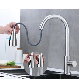 Kitchen Faucet Brushed Gold And Multicolor Pull Out Water Mixer Tap Single Handle Rotation Shower Faucets252f