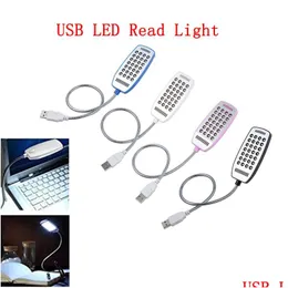 Luzes de livro Lâmpada de leitura USB com 28 LEDs 5V Flexível Gooseneck Mini Luz para Laptop Notebook Pc Computador Drop Delivery Iluminação Indo Dhvrw