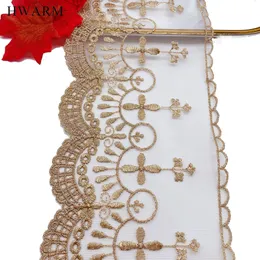 Fabric HWARM 10yard Christian Catholicism Believers Cross Lace Fabric Ribbon DIY Sewing Trim Accessories Wedding Craft Skirt Trim Deco 230912