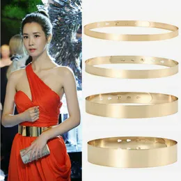 Belts Womens Full Metal Mirror Gold Silver Plate Waist Belt Fashion Lady Female Skinny Belt Adjustable Waist Strap Belt for Dress Q230914