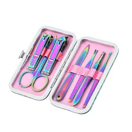 Nagelmanikyr Set Portable Hand Care and Foot Clippers Cuticle Nipper Rostfritt stål Tools Rainbow Color Drop Delivery Health Beauty Dhet8