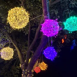 Strings LED Festoon Outdoor Waterproof Rattan Ball String Lights Christmas Tree Decor Wedding Party Garden Home Decoration Street Lamp