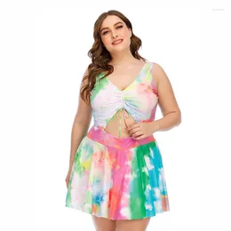 Mulheres Swimwear BBW Cor Tie Dye Maiôs Mulheres Verão 2023 Moda Impressão Plus Size One Piece Banheira Terno 4XL 5XL Banhista Natação