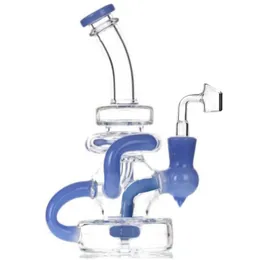 Bong Fab Egg Double Recycler da 8 pollici Bong in vetro Unico Dab Rigs Tubi dell'acqua congiunti da 14 mm con Banger in vetro inebriante