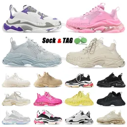 Hurtownia najwyższej jakości Triple S Casual Buty Hot 2023 Nowy utwór 3 3.0 Męskie damskie trener Vintage Beige Black and White Hot Pink Furry Furry Fluffy Fuzzy Sneakers