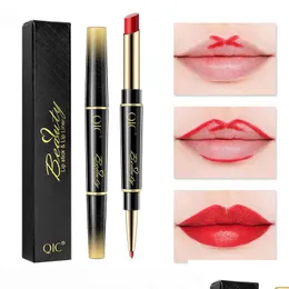 Lipstick Buxom Lip Gloss 2 w 1 kij Organizator Lipliner podwójna głowica Wodoodporny profesjonalny 14 kolorów hurtowy makijaż piękno dhdct