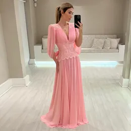 Modne koronkowe sukienki na studniowe sukienki na szyję Suknie wieczorowe plisowane linię podłogi długość szyfonowa sukienka formalna
