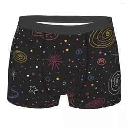 Cuecas masculinas boxer sexy roupa interior macio longo boxershorts adorável fundo galáxia calcinha masculina