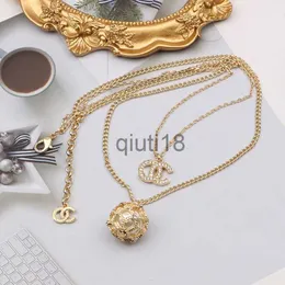 Pendant Necklaces Luxury Designer Letter Pendant Necklaces Chain 18K Gold Plated Ball Pearl Crysatl Rhinestone Brand Double Necklace for Women Wedding Party Jewer