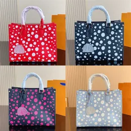 Skrapa vintage tygväskor totes polka dot designer väska kvinnor prägla luxurys handväska axelväskor stora kapacitet shopping väskor handväska