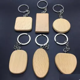 Arts And Crafts Diy Blank Wooden Keychain Personalized Wood Pendant Key Chain Best Gift For Friends Graduation 6 Styles Custom Logo Dr Dhbyf