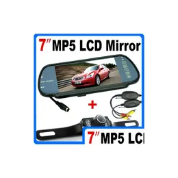 Car Rear View Cameras Parking Sensors Hd 7 Inch Bluetooth Mp5 Rearview Camera Lcd Monitor Mirror Reversing Led Nightvision Back Up Dro Dh3Gd