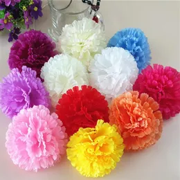 9cm 500pcs 9 kolorów Dostępne sztuczne jedwabne głowice Carnation Głownami Mother's Day Biżuteria