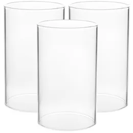 Bougeoirs 3 pièces coupe-vent abat-jour décor à la maison support en verre décoratif nuances décorer ménage bureau Transparent