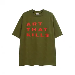 Галереи DEPT Harajuku 23SS Весенняя винтажная стираная футболка ART THAT KILLS с буквенным принтом и логотипом Свободные футболки унисекс с короткими рукавами в стиле хип-хоп A06