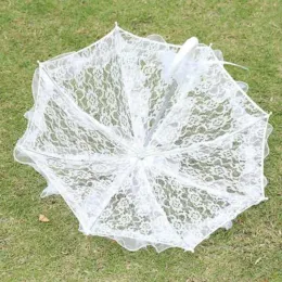 Brudspetsparaply 11Colors Elegant Wedding Parasol Lace Craft Paraply för showfestdekoration Foto Props paraplyer Simple