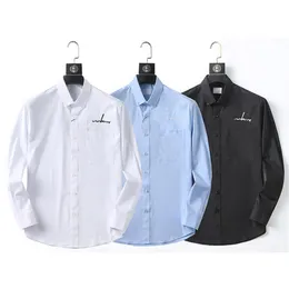 Vestido masculino camisa gola flexível estiramento sólido fino ajuste camisas de manga longa designer marca letras bordado 2023 primavera outono 268w