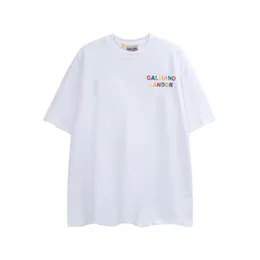 Galerias DEPT Harajuku 23SS Primavera Vintage Lavado GALLIANO LANDOR Rainbow Letters Impresso Logo Camiseta Solta Oversized Hip Hop Unissex Manga Curta Tees 03