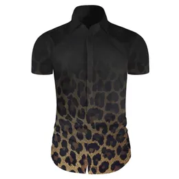 Camisas casuais masculinas Cloudstyle 2021 Verão Homens Camisa 3D Impressão Leopard Footmark Manga Curta Design Novo Fit Spirited Prem306v