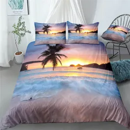 Moon Night 3D Set Set UE Single Double King Us Twin Full Queen Palm Grove Duvet Cover Ciemnoniebieski pościel puszyste łóżka