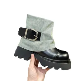 Stiefel Koreanische Retro Knöchel für Frauen Frühling Herbst Designer Cowboy Leinwand Plattform Schuhe Weibliche Mode Casual Botas De Mujer 230915