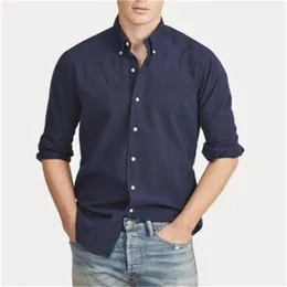 2021 Nya höst- och vintermän långärmad bomullsskjorta Pure Men's Casual Poloshirt Fashion Oxford Shirt Social Brand161r