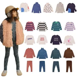 Kläderuppsättningar WYN23 Autumn Winter Children's Boys Girls Loungewear Cartoon Print Turtleneck Leopard Home Suit 230914