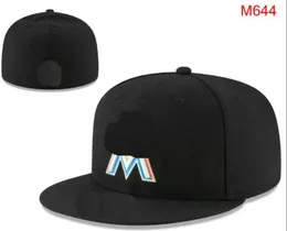 Marlins Baseball Casquettes fermées d'été Snapback SOX M Lettre Os Femmes Couleur Toutes les 32 équipes Casual Sport Plat Ajusté Chapeaux NY Mix