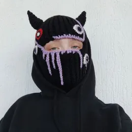 Geniş Memlu Şapkalar Kova Şeytan Boynuz Balaclava Küçük Şapka Cadılar Bayramı Komik Kapüşonlu Beanie Mask Partisi Masquerade 230915