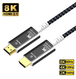 8K HDMI 2.1 Cabo de fibra óptica Cabo de alimentação Cabo compatível com HDMI 8K 60Hz 4K 120Hz 2K 165Hz 48Gbps eARC HDR HDCP para vigilância de projetor HDTV de computador