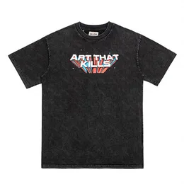 Galeriler Bölümü Harajuku 23ss Bahar Vintage Yıkanmış Harfler Logo G T gömlek Kayıtlı Baskı Sanat Gevşek Büyük Boy Hip Hop Unisex Kısa Kollu Tees C003