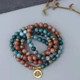 Strand EDOTHALIA Beautiful Women Yoga Bead Mala Bracelet 8MM Apatite Stone 108 Beads Female Jewelry