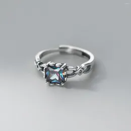 Pierścienie klastra Prawdziwe 925 Sterling Srebrny Vintage Tanzanite Syntetyczny kryształowy kryształowy rozmiar dla drobnych kobiet przyjęcie weselne luksusowa biżuteria