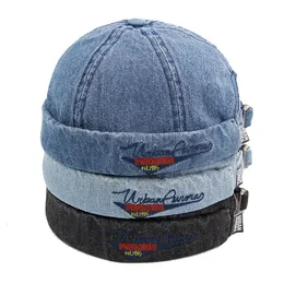 Breda brimhattar Bucket Sailor Brimless Caps Män Solid Jeans Docker Skull Beanies For Women Miki Rolled Cuff Street Retro Fisherman Beanie Hat Cap 230915