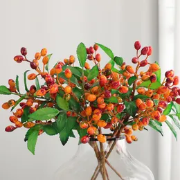 Kwiaty dekoracyjne 1 szt. Wysokiej jakości sztuczna gałąź jagodowa z liśćmi wystrój domu f763