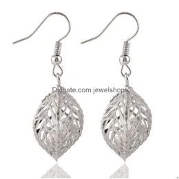 Dangle Chandelier Fashion Jewelry Earrings Hollow Double Side Leaves Women Ladies Drop Earring Delivery DHPEU